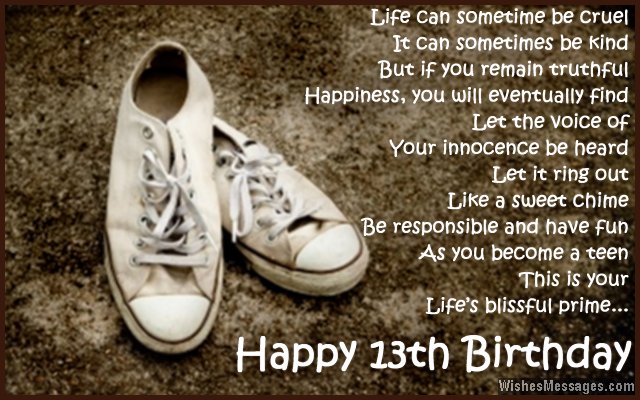 Inspirational 13th birthday card message