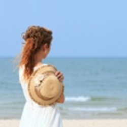 Woman alone at the beach