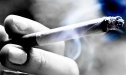 Cigarette in fingers