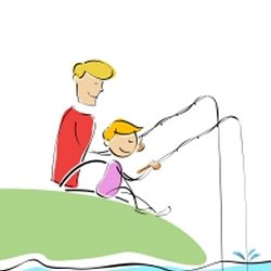 Father son fishing cartoon