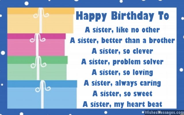 Birthday Poems for Sisters – WishesMessages.com