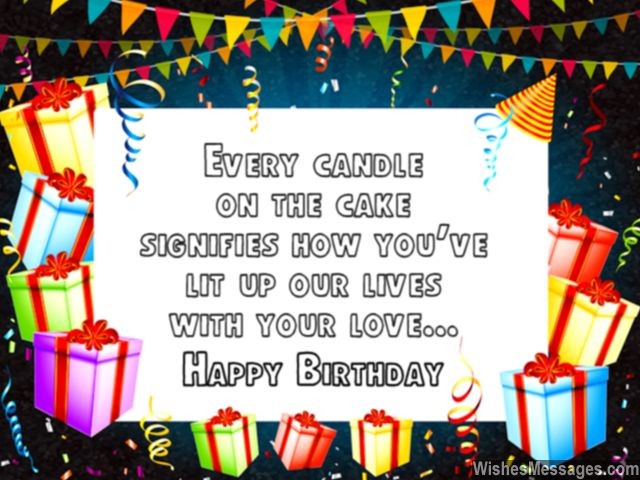 Cute birthday greeting message husband wife candles on cake