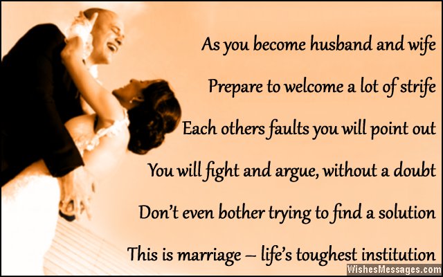 Funny greeting card quote for newlywed couple