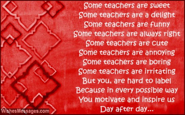 Thank You Poems for Teacher – WishesMessages.com