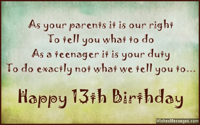 13th Birthday Wishes for Son or Daughter - WishesMessages.com