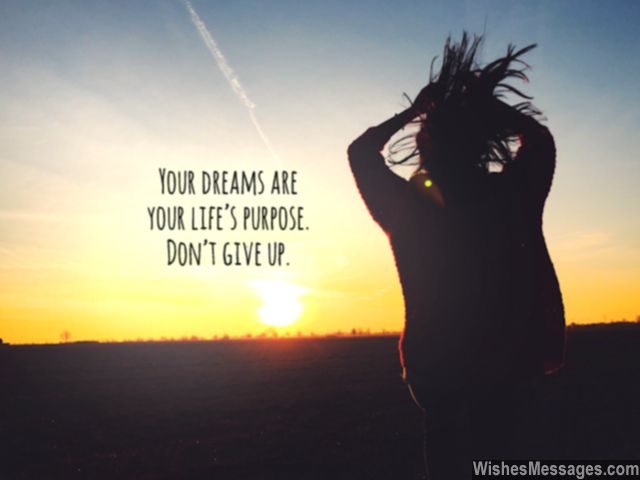 Never give up on your dreams quote life's purpose