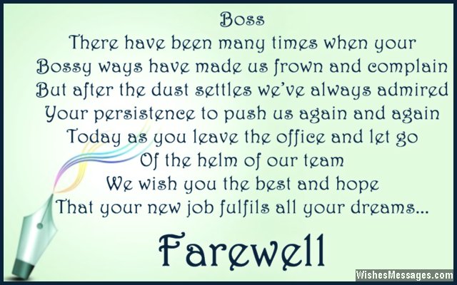 Sample farewell message to boss