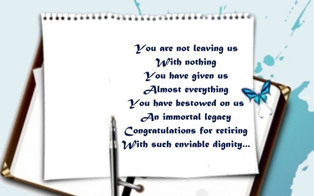 Touching poem for retirement greeting card to boss from colleagues