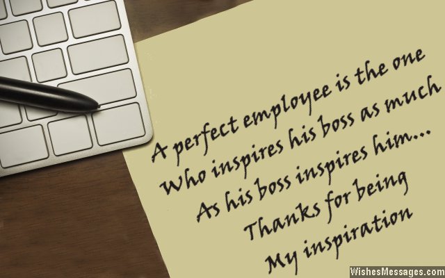 Thank you note from a boss to employee