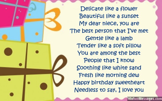 Sweet birthday card poem for niece