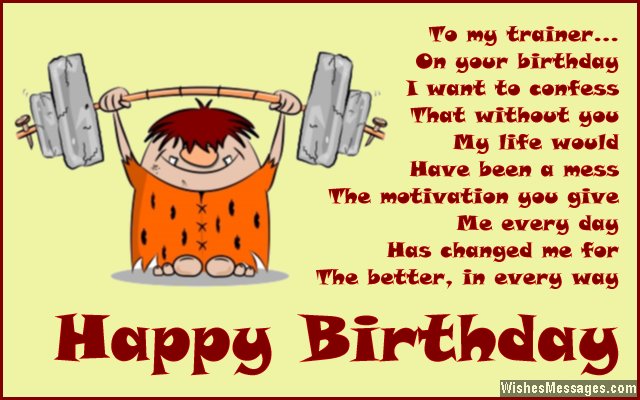 Birthday card greeting to personal trainer