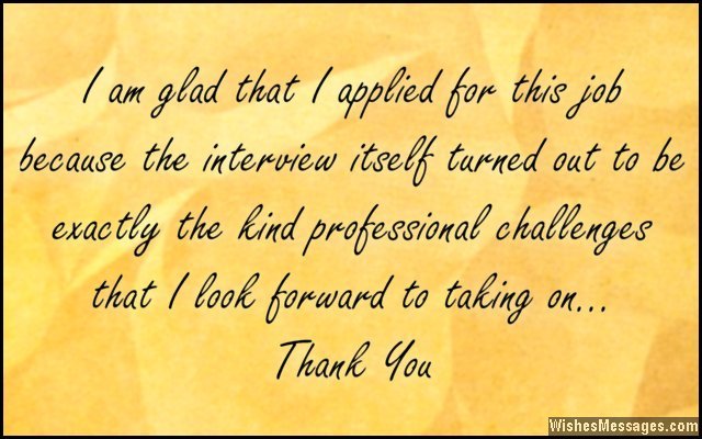 Professional thank you note after a job interview