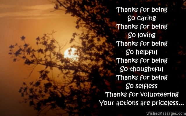 Thank you greeting card message for volunteers